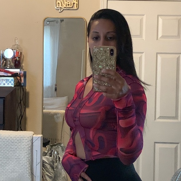 Pink Colorful Mesh Top - Picture 3 of 5